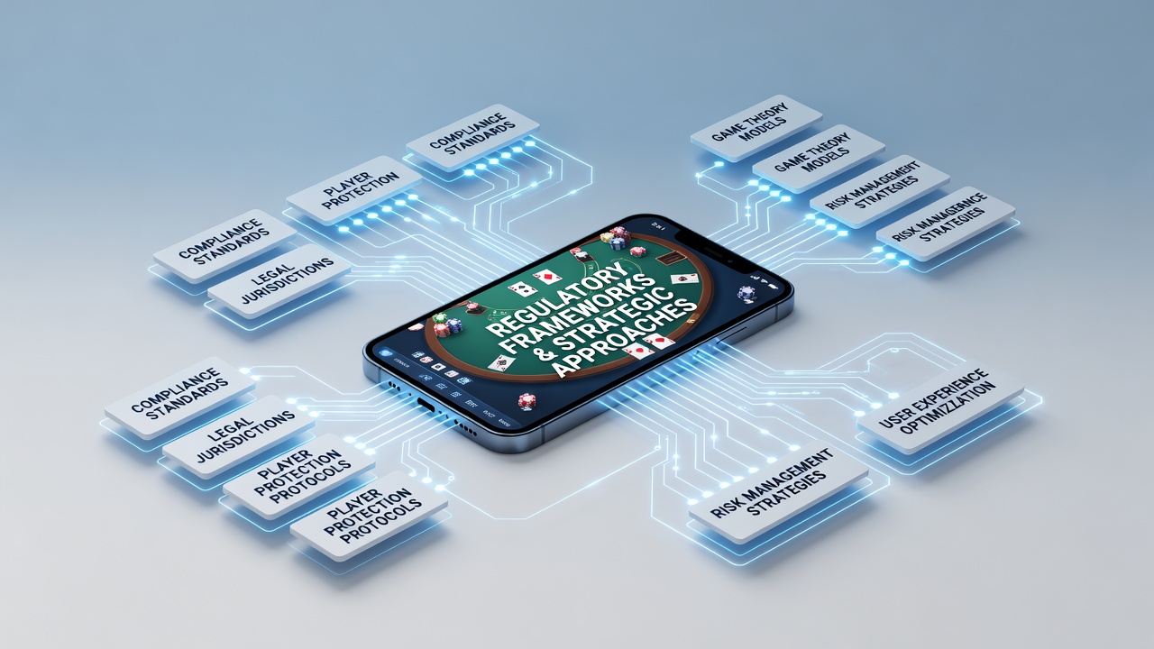 Smartphone scherm met live blackjack en regelgevende compliance indicatoren