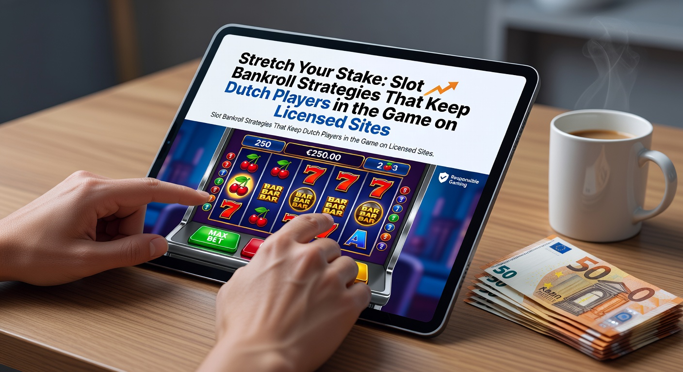 Speler aan een slotmachine in een legaal Nederlands online casino, met focus op budgetbeheer en langere speelsessies