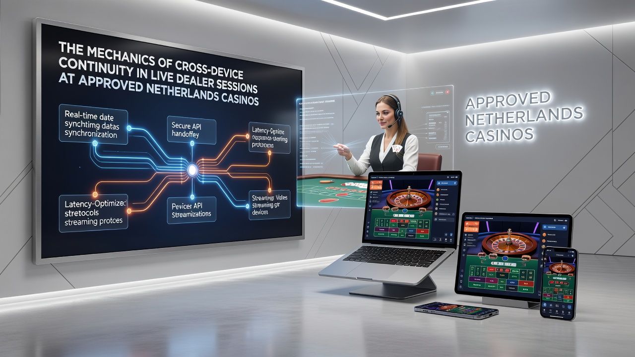 Diagram van cross-device synchronisatie bij live dealer tafels in Nederlandse online casinos